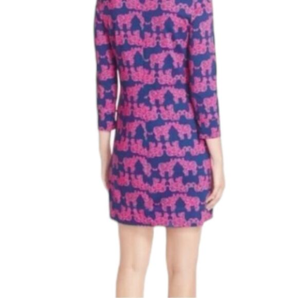 Lilly Pulitzer Marlowe Dress Pack Your Trunk Elephants Navy Pink XXS Long Sleeve - Picture 7 of 11